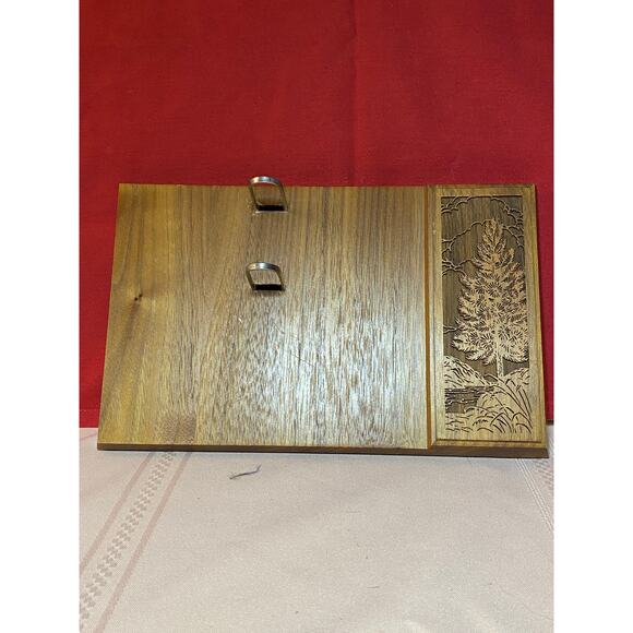 Lasercraft, USA Desktop Organizer Valet Mail Phone Wallet Holder Pine Tree GUC - Picture 1 of 13